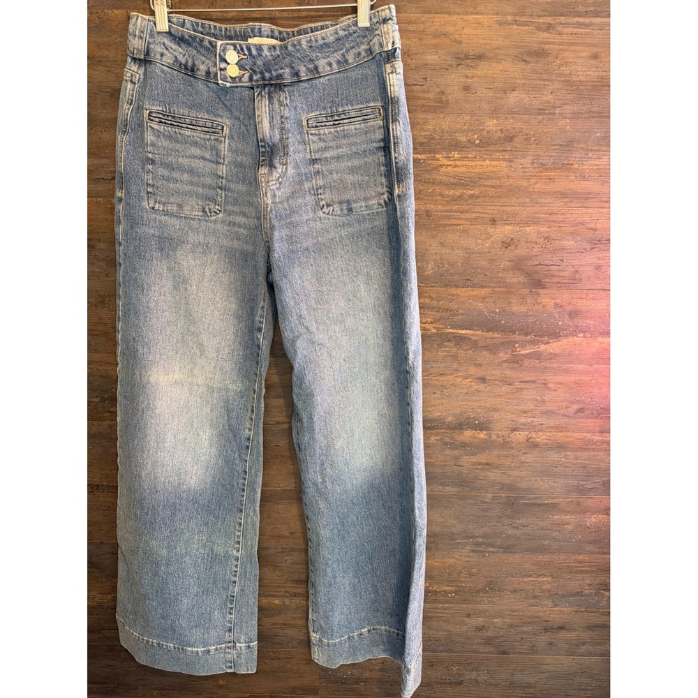 Habitual Shay Light Wash High Rise Wide Leg Patch Pocket Jeans Size 8 29